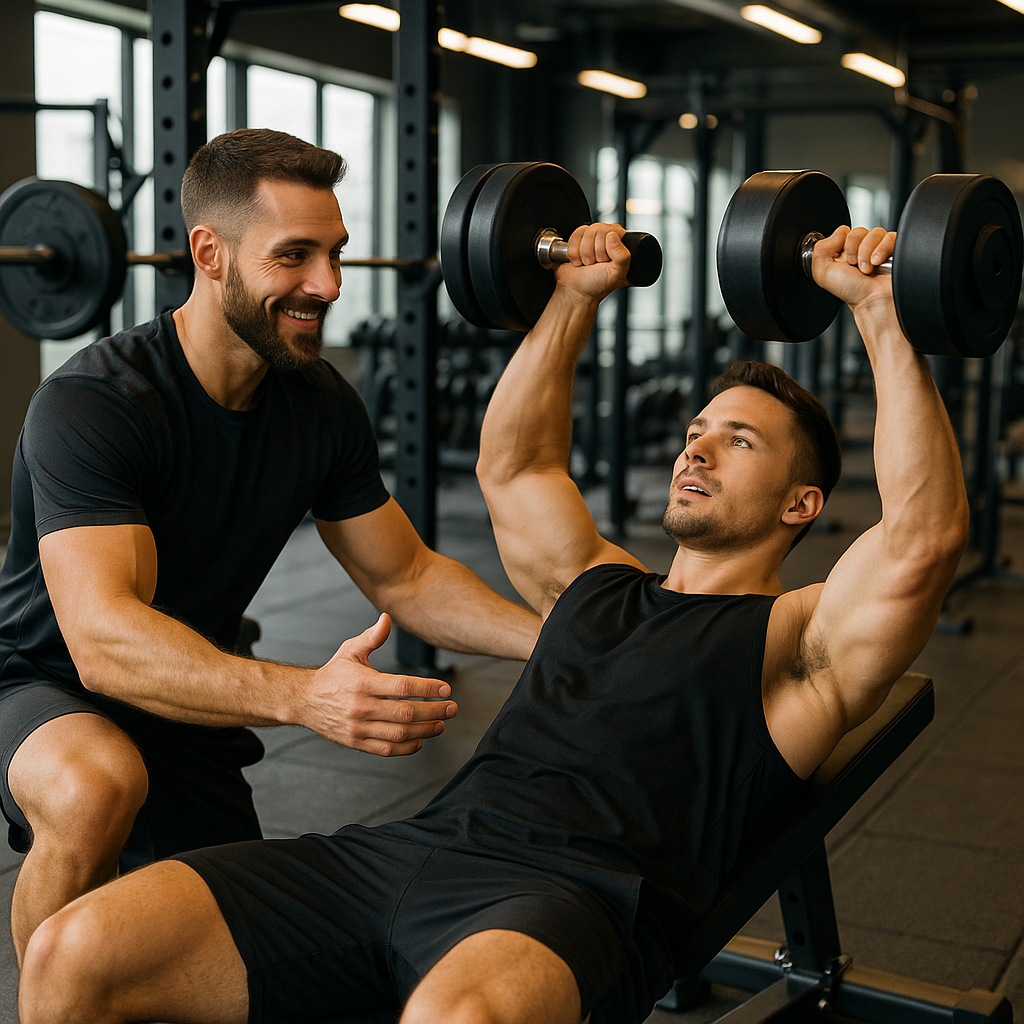 Personal trainer coaching a client